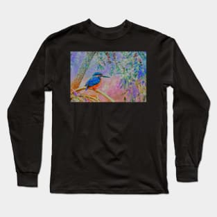 Kingfisher, Watercolour, Impressionist, Wildlife, Animal, Bird, Australia, Long Sleeve T-Shirt